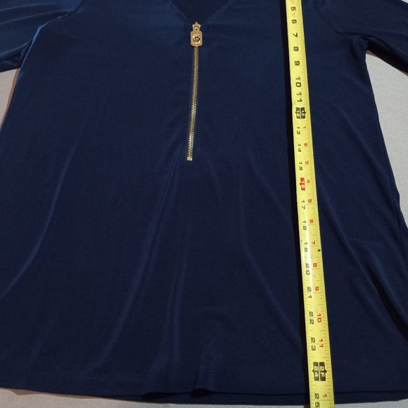 MICHAEL Michael Kors Blue Flowy Long Sleeved V Neck Top Blouse 🌿 Size Small - Picture 12 of 14